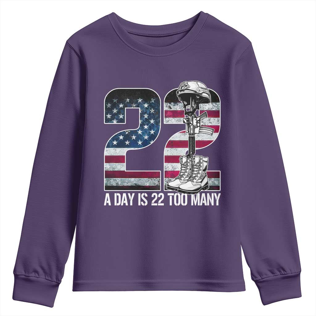 Veteran Suicide Prevention Support Youth Sweatshirt 22 A Day is 22 Too Many Veteran Lives Matter