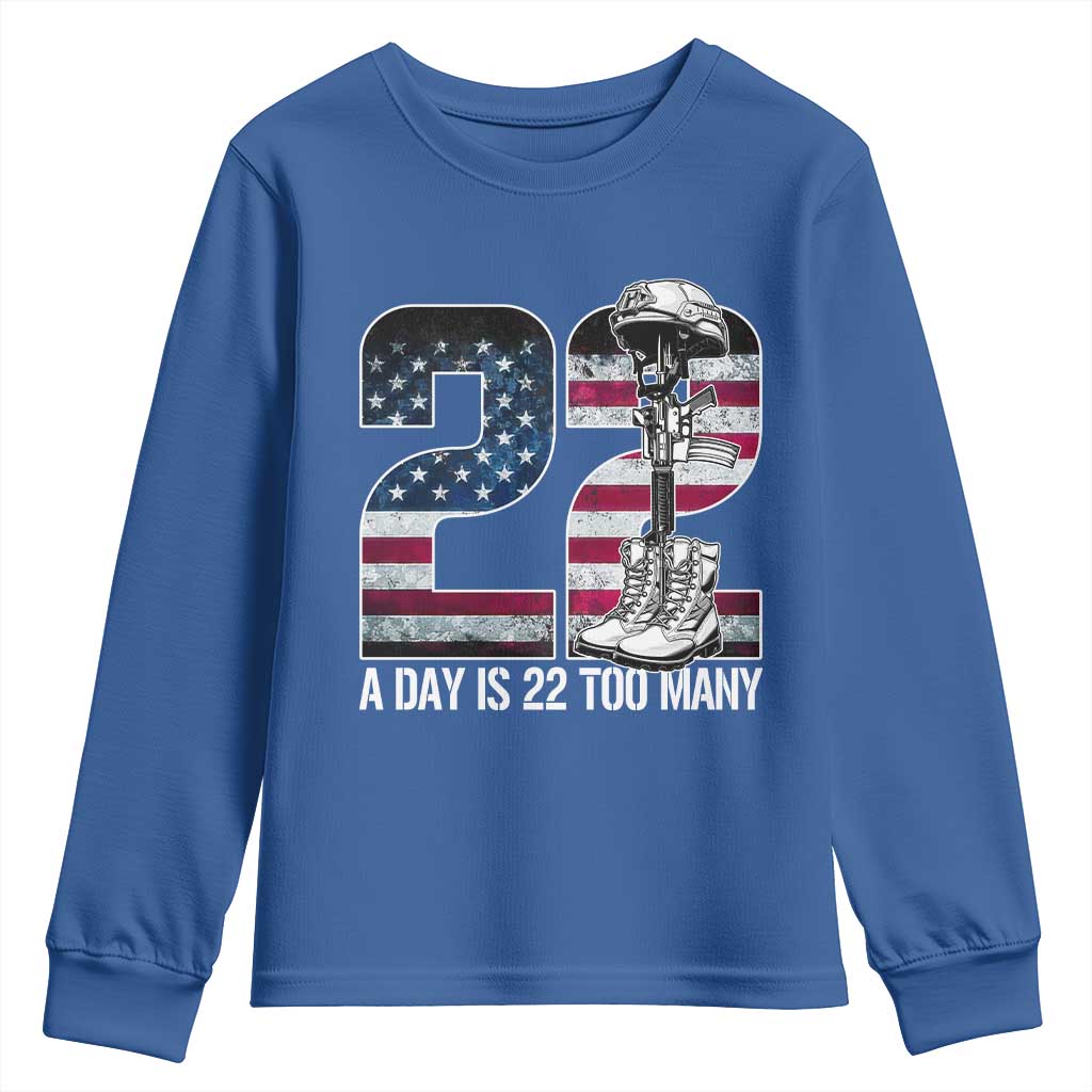 Veteran Suicide Prevention Support Youth Sweatshirt 22 A Day is 22 Too Many Veteran Lives Matter