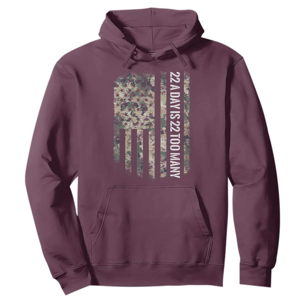 Veteran Suicide Prevention Support Hoodie USA Flag 22 A Day Is 22 Too Many