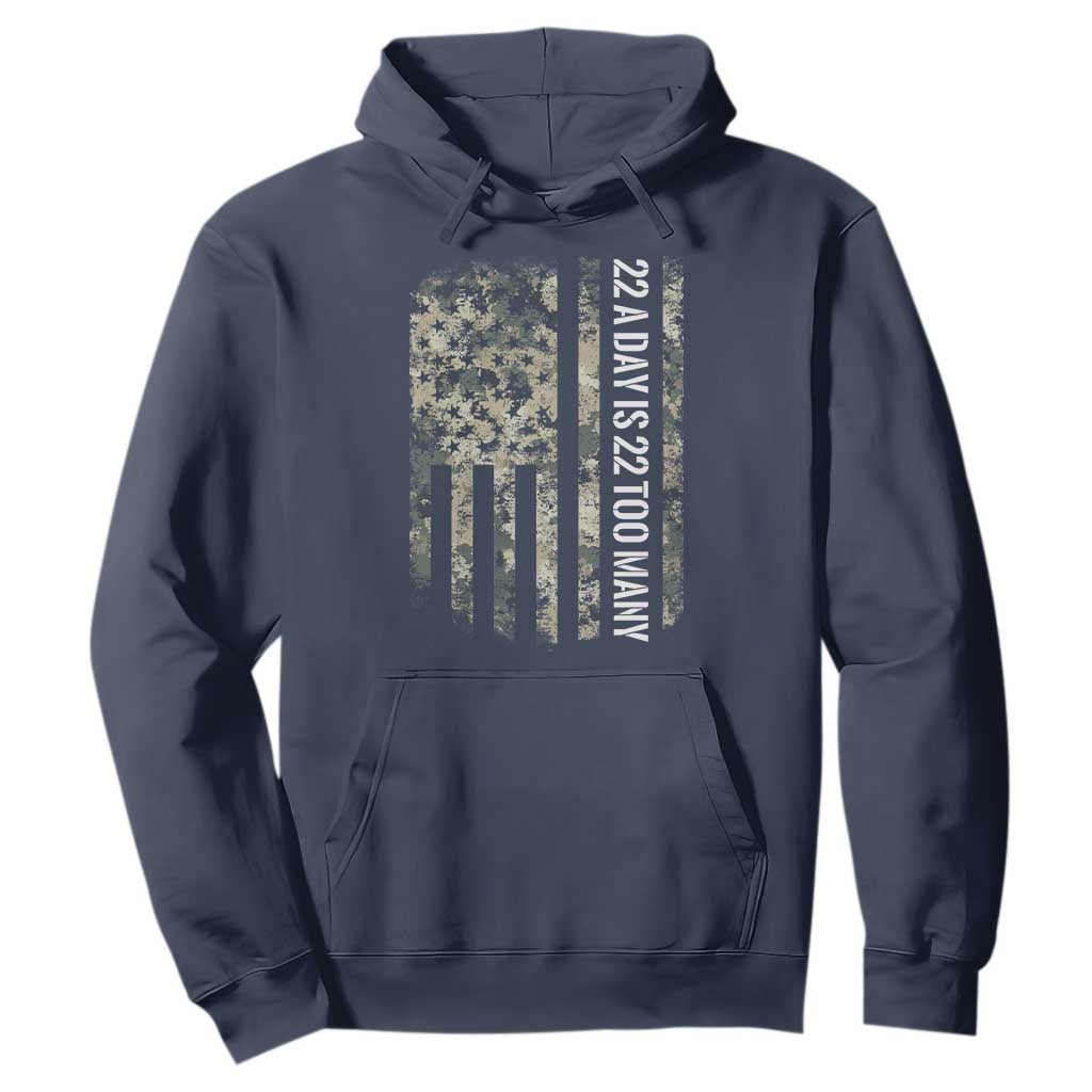 Veteran Suicide Prevention Support Hoodie USA Flag 22 A Day Is 22 Too Many