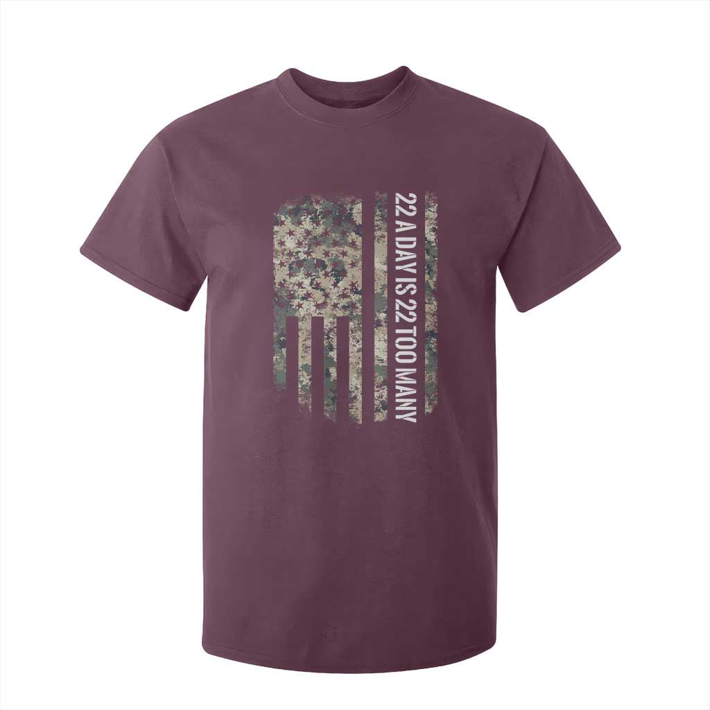 Veteran Suicide Prevention Support T Shirt For Kid USA Flag 22 A Day Is 22 Too Many