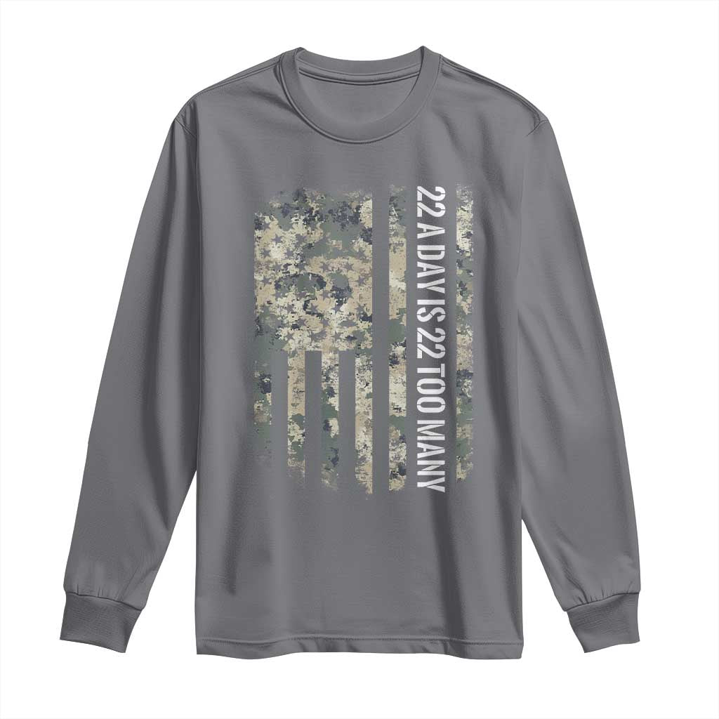 Veteran Suicide Prevention Support Long Sleeve Shirt USA Flag 22 A Day Is 22 Too Many