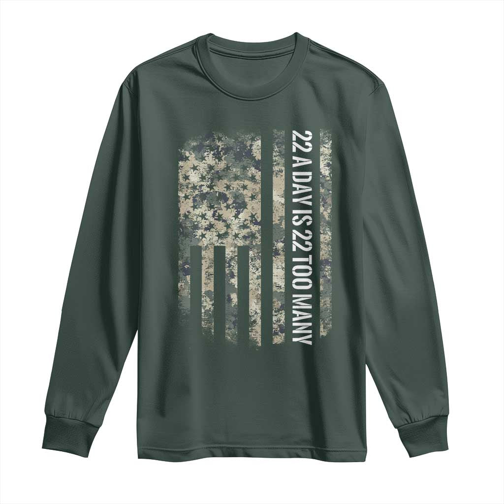 Veteran Suicide Prevention Support Long Sleeve Shirt USA Flag 22 A Day Is 22 Too Many