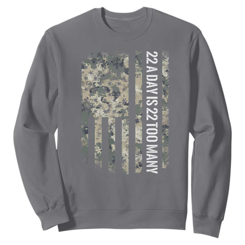 Veteran Suicide Prevention Support Sweatshirt USA Flag 22 A Day Is 22 Too Many