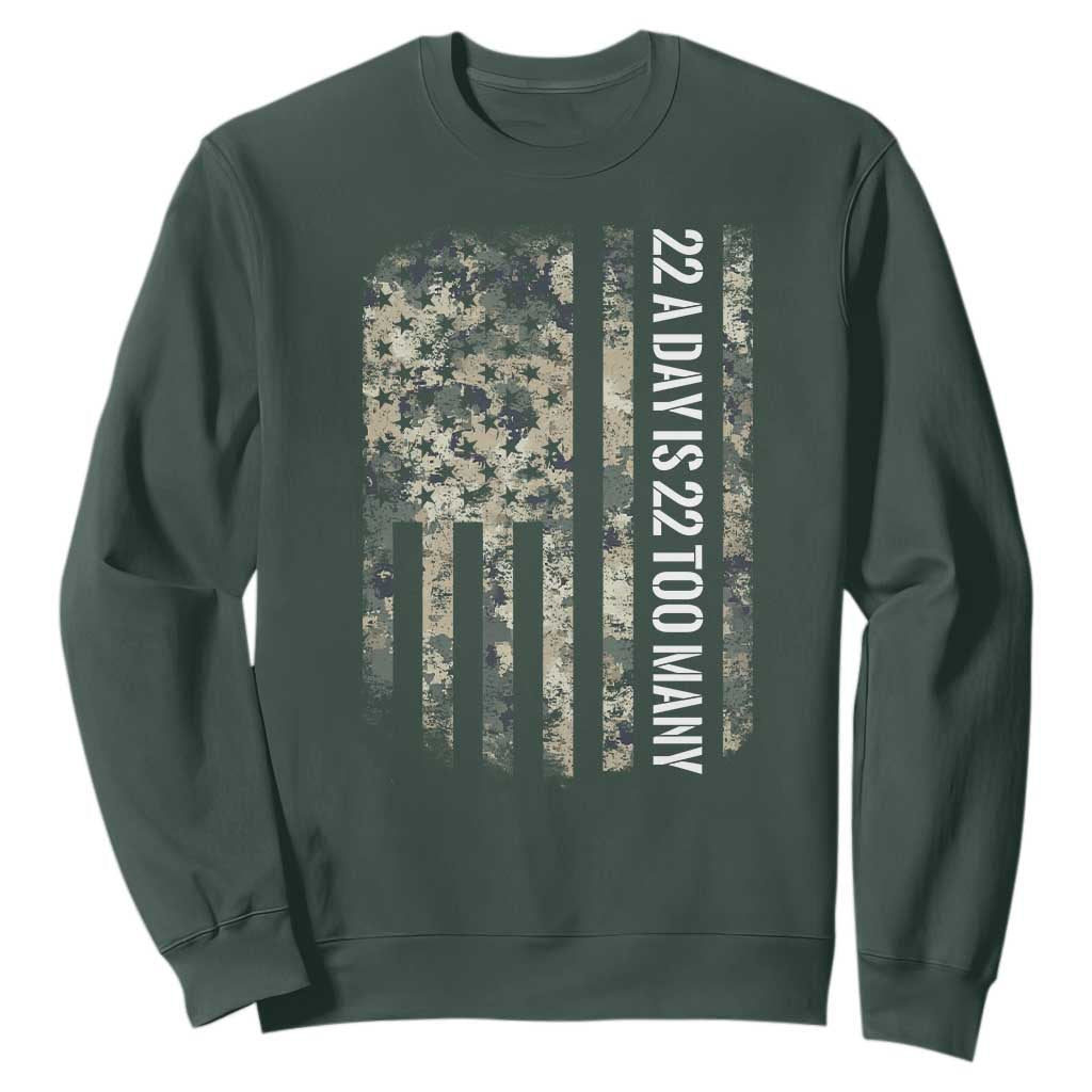 Veteran Suicide Prevention Support Sweatshirt USA Flag 22 A Day Is 22 Too Many
