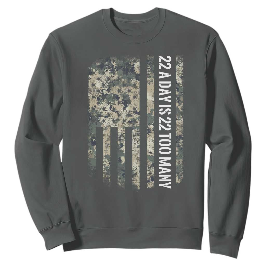 Veteran Suicide Prevention Support Sweatshirt USA Flag 22 A Day Is 22 Too Many