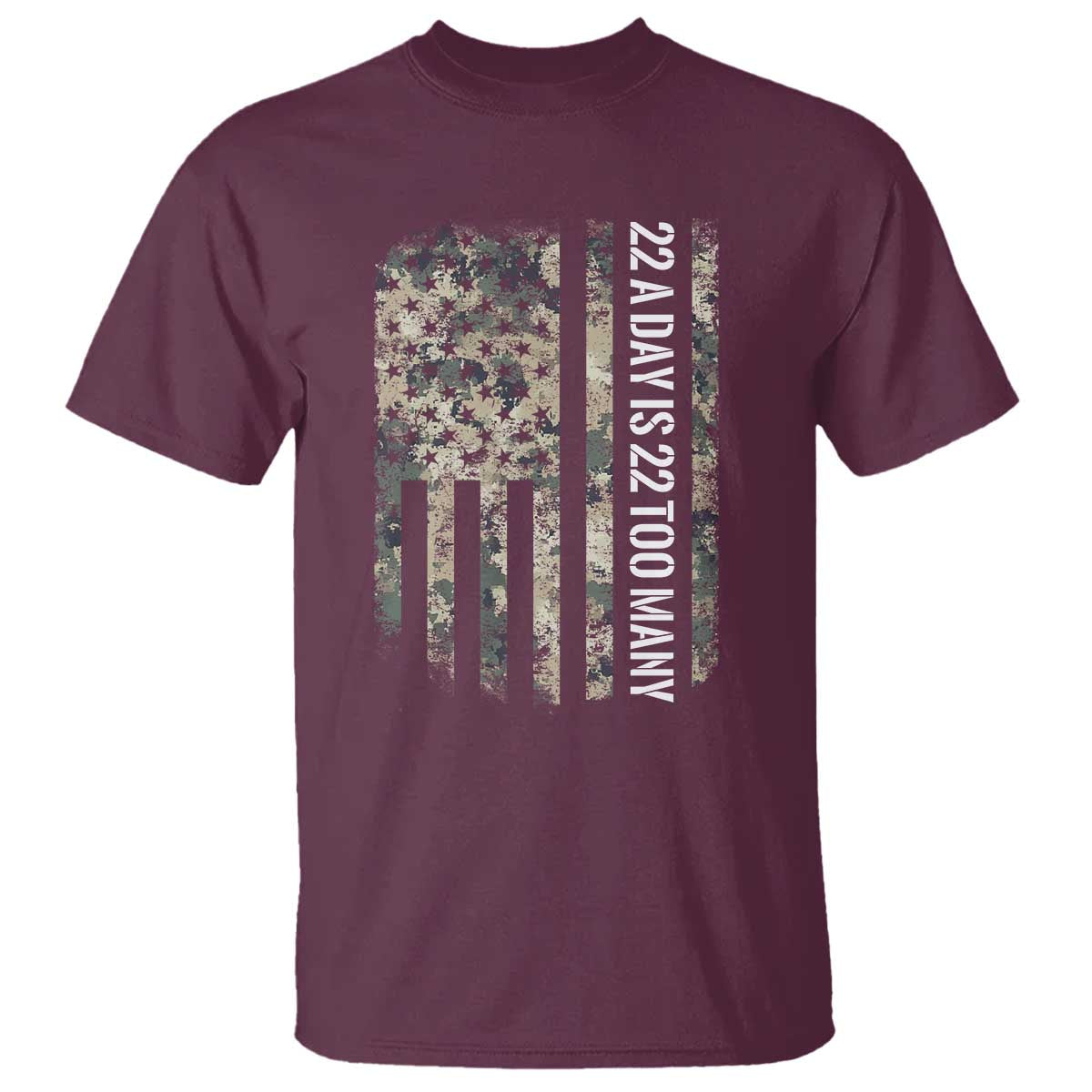 Veteran Suicide Prevention Support T Shirt USA Flag 22 A Day Is 22 Too Many