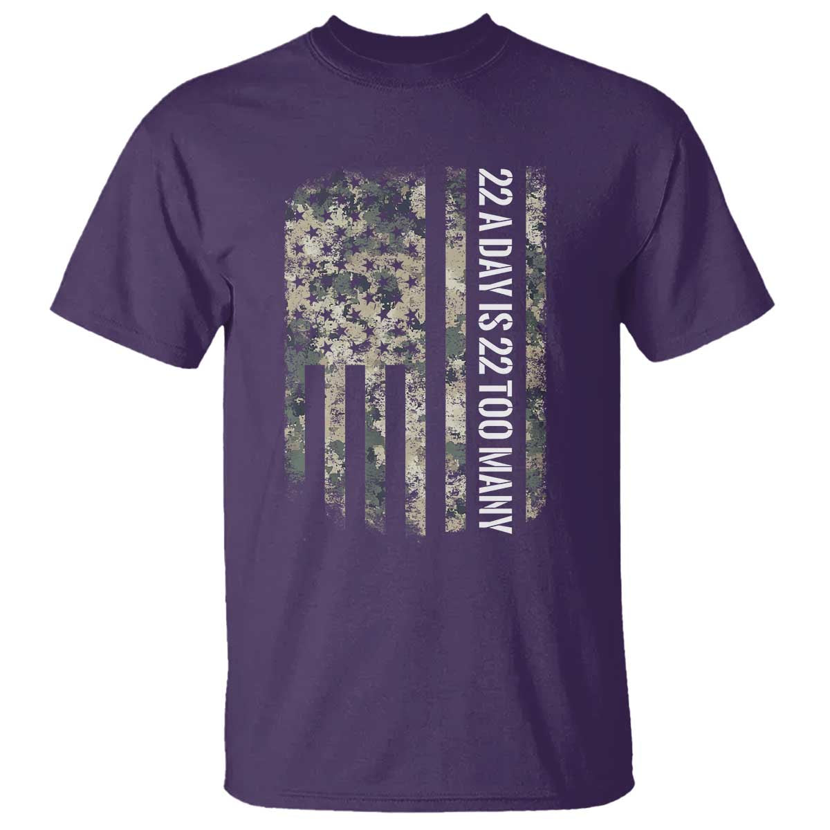 Veteran Suicide Prevention Support T Shirt USA Flag 22 A Day Is 22 Too Many