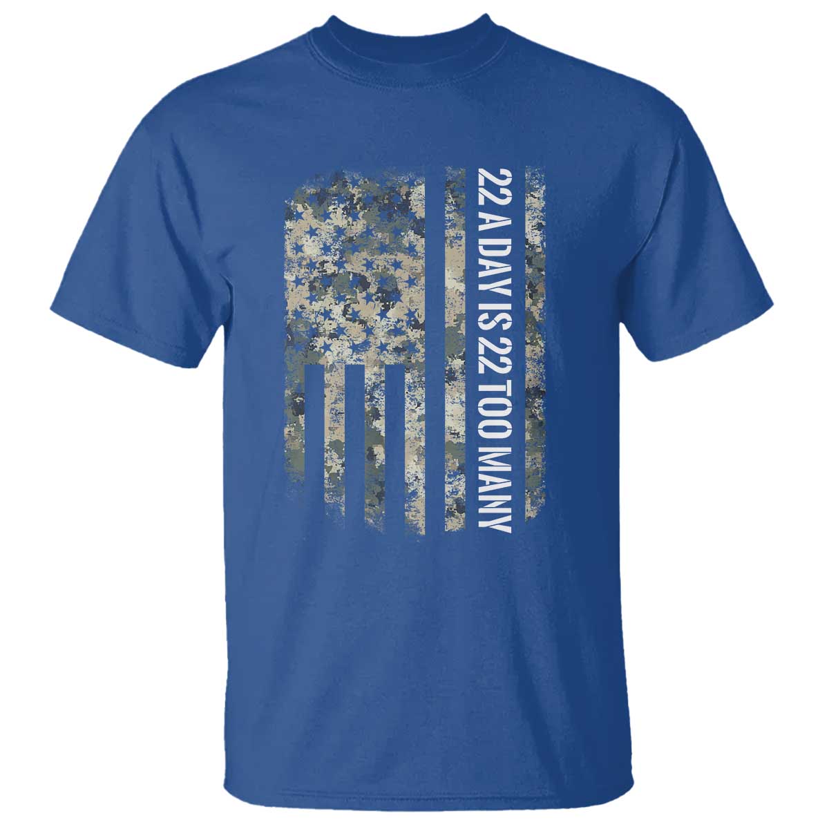 Veteran Suicide Prevention Support T Shirt USA Flag 22 A Day Is 22 Too Many