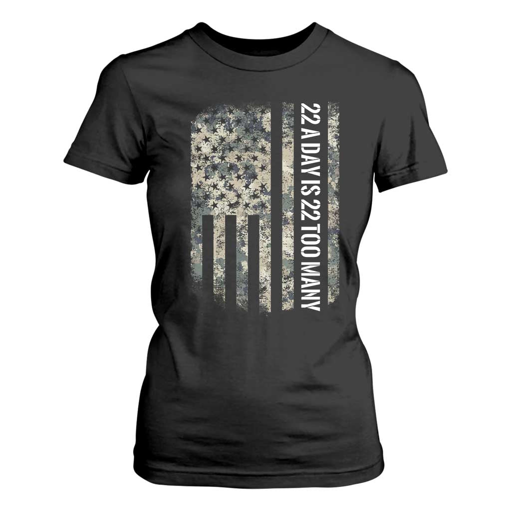 Veteran Suicide Prevention Support T Shirt For Women USA Flag 22 A Day Is 22 Too Many