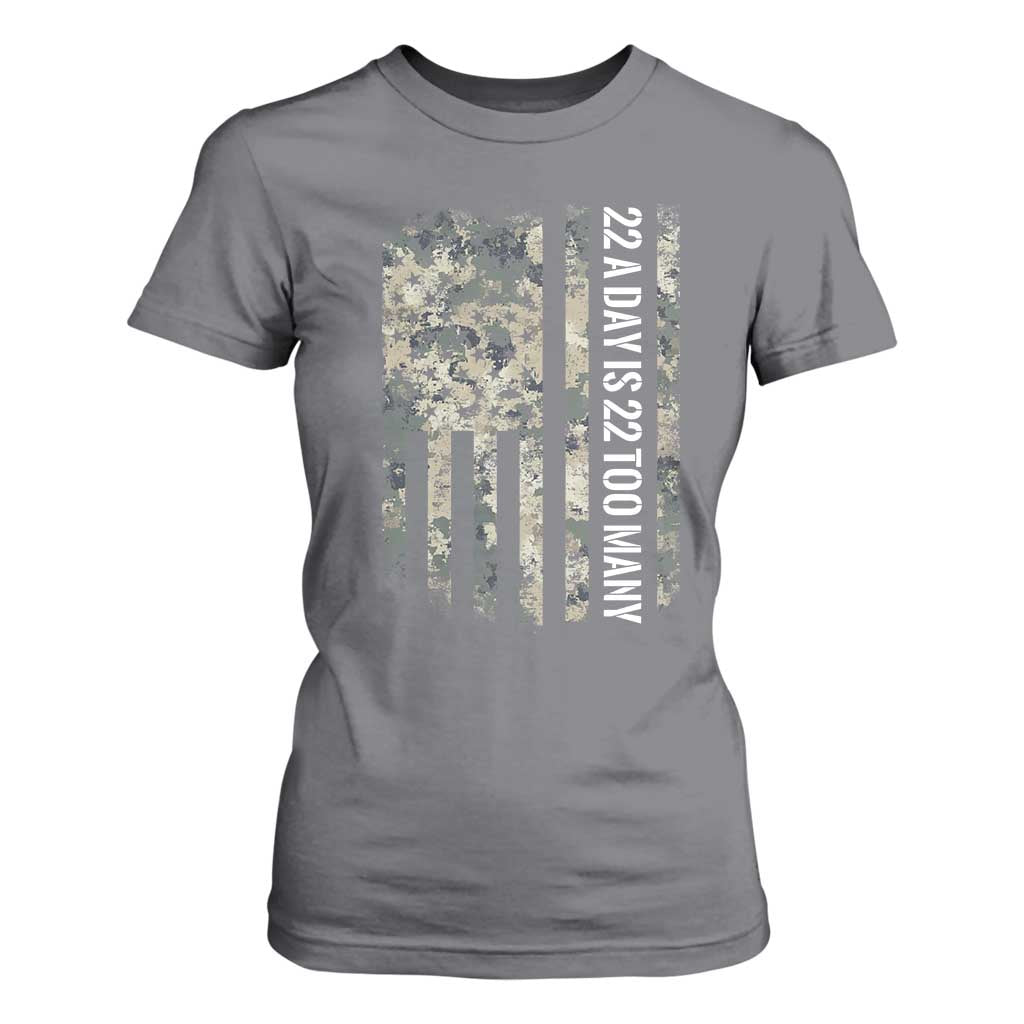Veteran Suicide Prevention Support T Shirt For Women USA Flag 22 A Day Is 22 Too Many