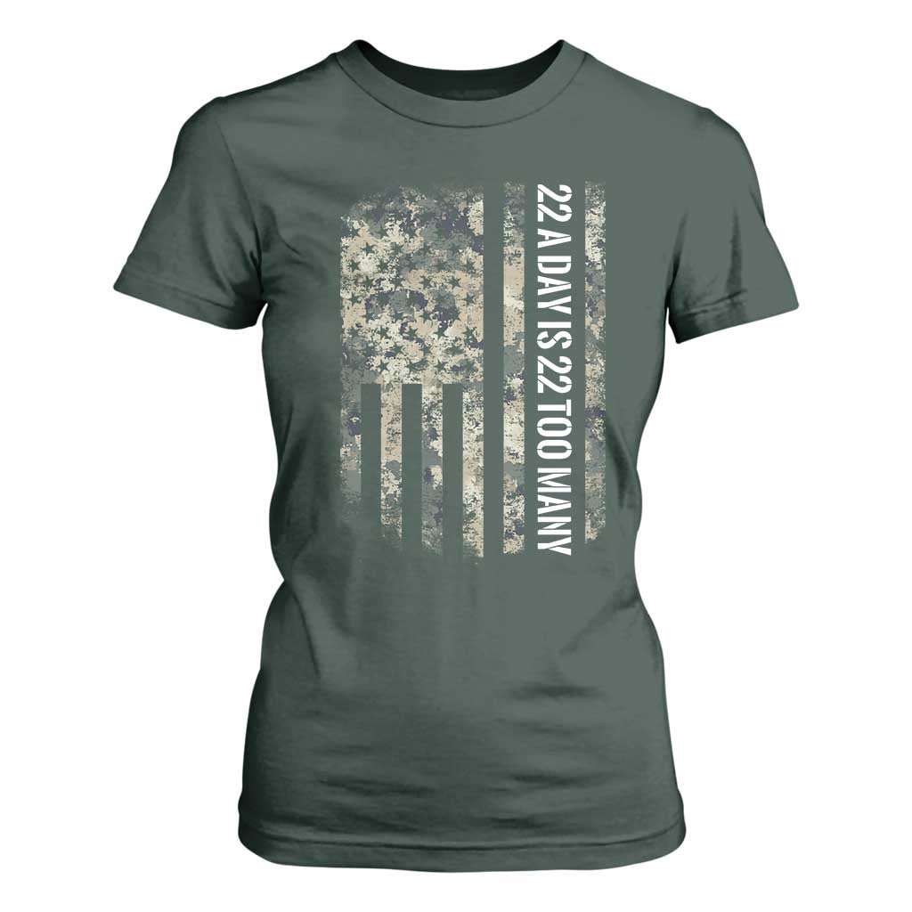 Veteran Suicide Prevention Support T Shirt For Women USA Flag 22 A Day Is 22 Too Many