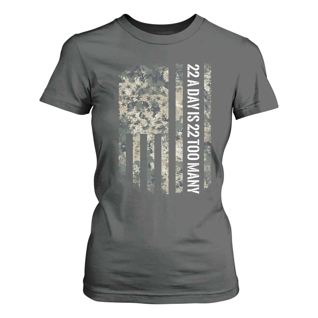 Veteran Suicide Prevention Support T Shirt For Women USA Flag 22 A Day Is 22 Too Many