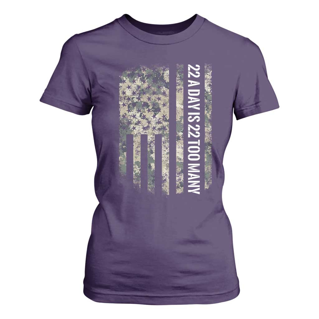 Veteran Suicide Prevention Support T Shirt For Women USA Flag 22 A Day Is 22 Too Many