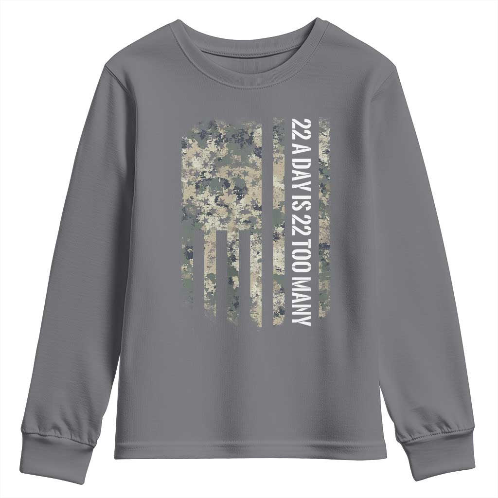 Veteran Suicide Prevention Support Youth Sweatshirt USA Flag 22 A Day Is 22 Too Many