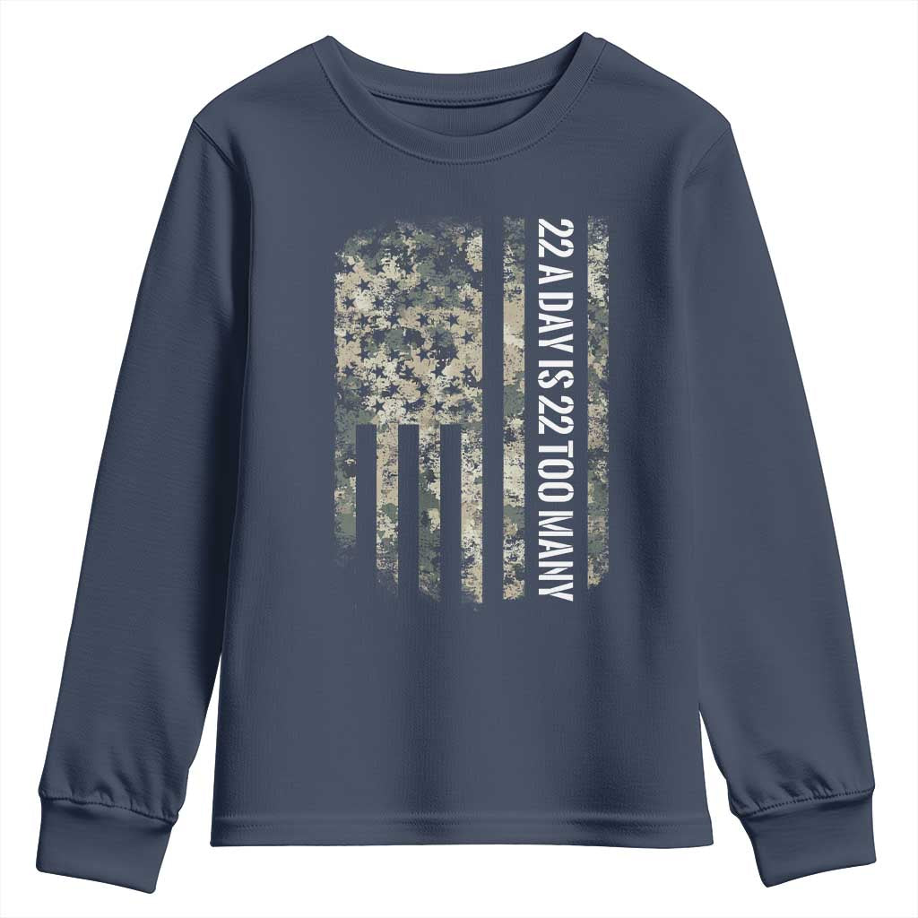 Veteran Suicide Prevention Support Youth Sweatshirt USA Flag 22 A Day Is 22 Too Many