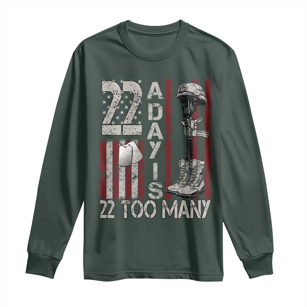 Veteran Suicide Prevention Support Long Sleeve Shirt 22 A Day Is 22 Too Many