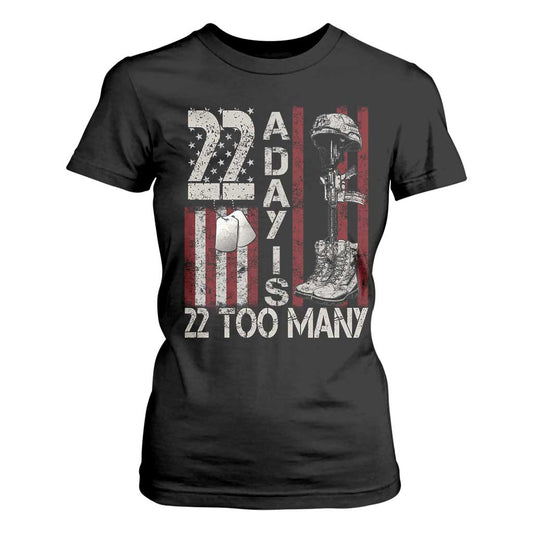 Veteran Suicide Prevention Support T Shirt For Women 22 A Day Is 22 Too Many