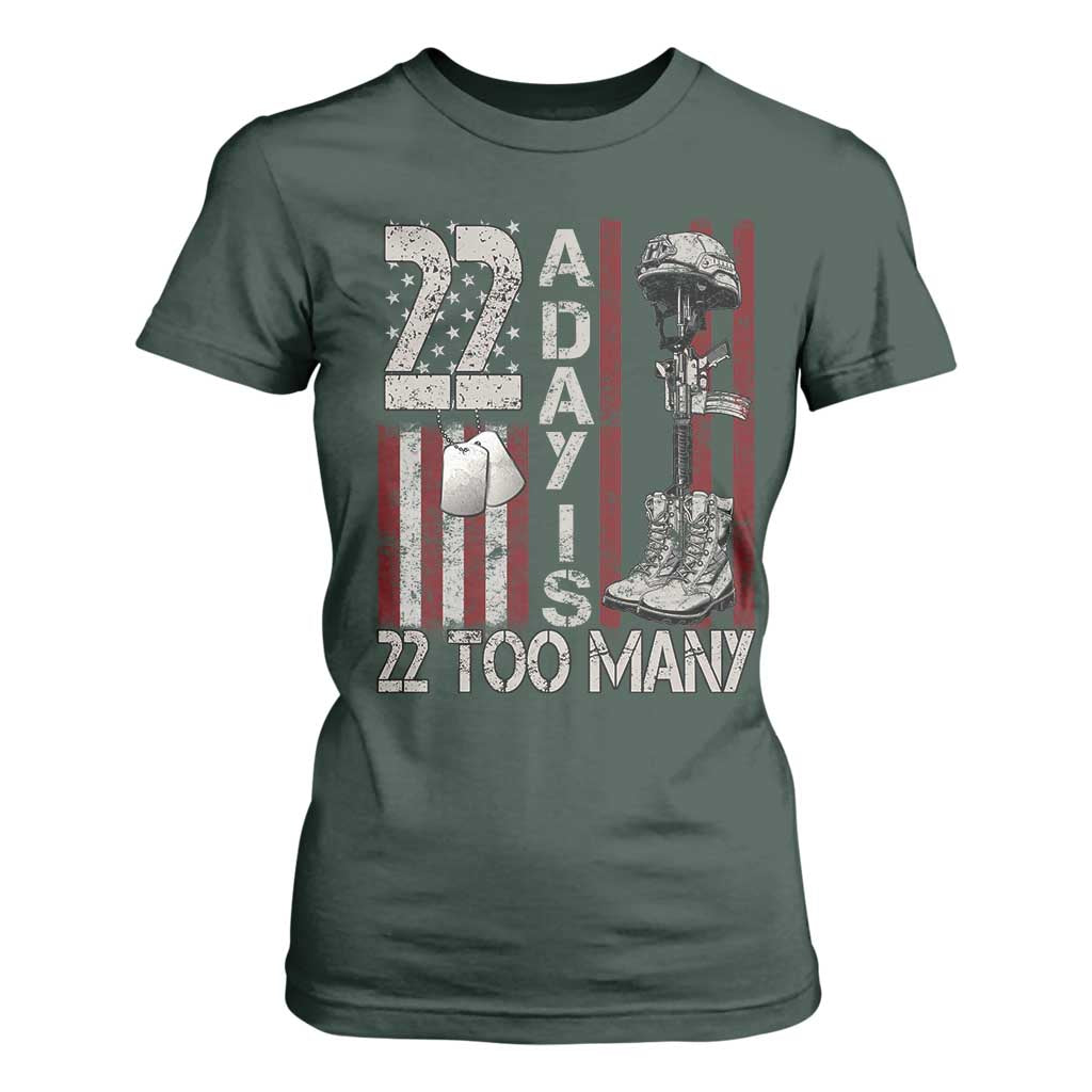 Veteran Suicide Prevention Support T Shirt For Women 22 A Day Is 22 Too Many