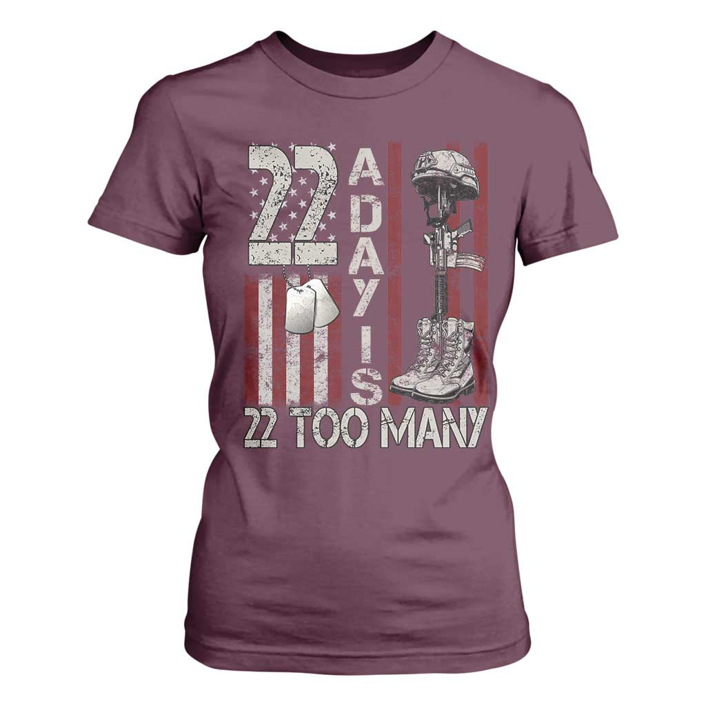 Veteran Suicide Prevention Support T Shirt For Women 22 A Day Is 22 Too Many