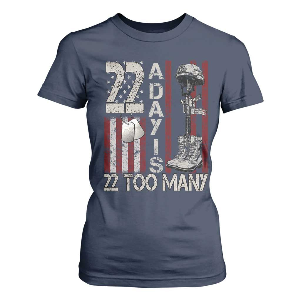Veteran Suicide Prevention Support T Shirt For Women 22 A Day Is 22 Too Many