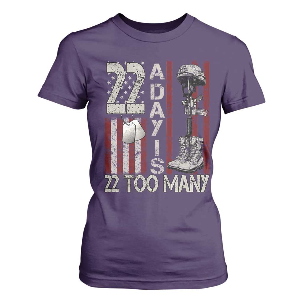 Veteran Suicide Prevention Support T Shirt For Women 22 A Day Is 22 Too Many