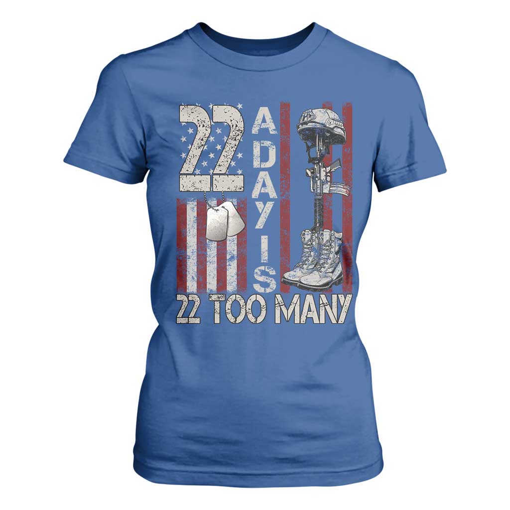 Veteran Suicide Prevention Support T Shirt For Women 22 A Day Is 22 Too Many