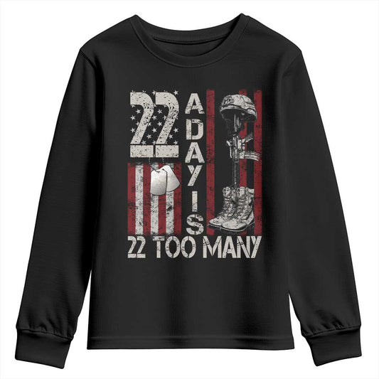 Veteran Suicide Prevention Support Youth Sweatshirt 22 A Day Is 22 Too Many
