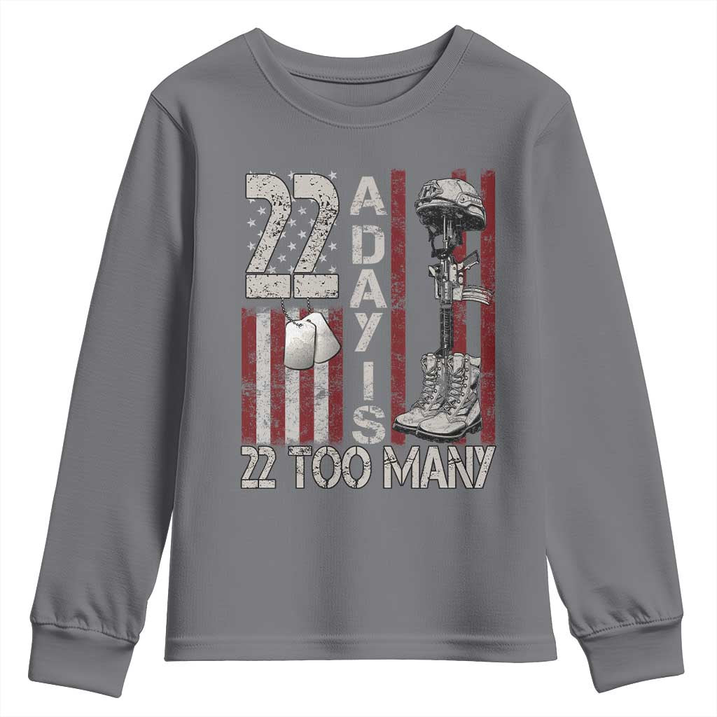 Veteran Suicide Prevention Support Youth Sweatshirt 22 A Day Is 22 Too Many