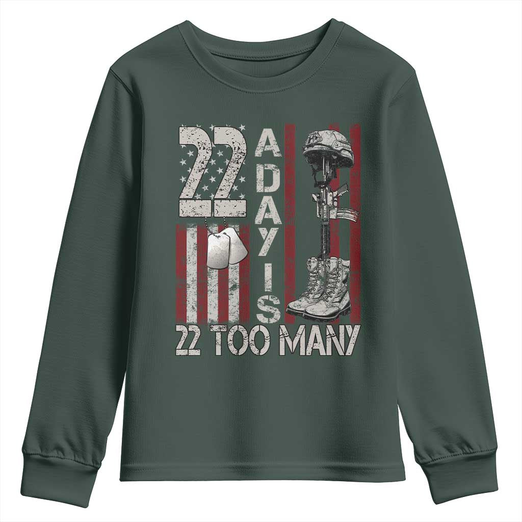 Veteran Suicide Prevention Support Youth Sweatshirt 22 A Day Is 22 Too Many
