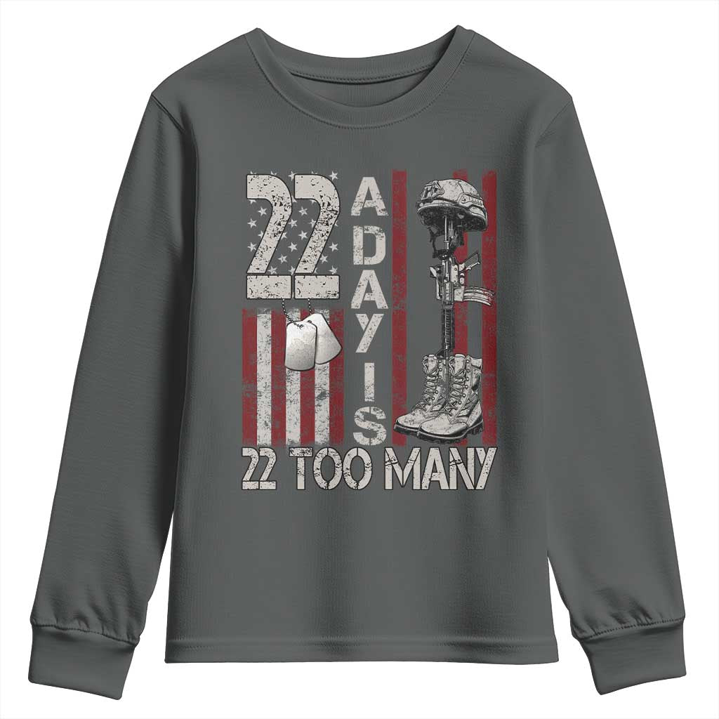 Veteran Suicide Prevention Support Youth Sweatshirt 22 A Day Is 22 Too Many