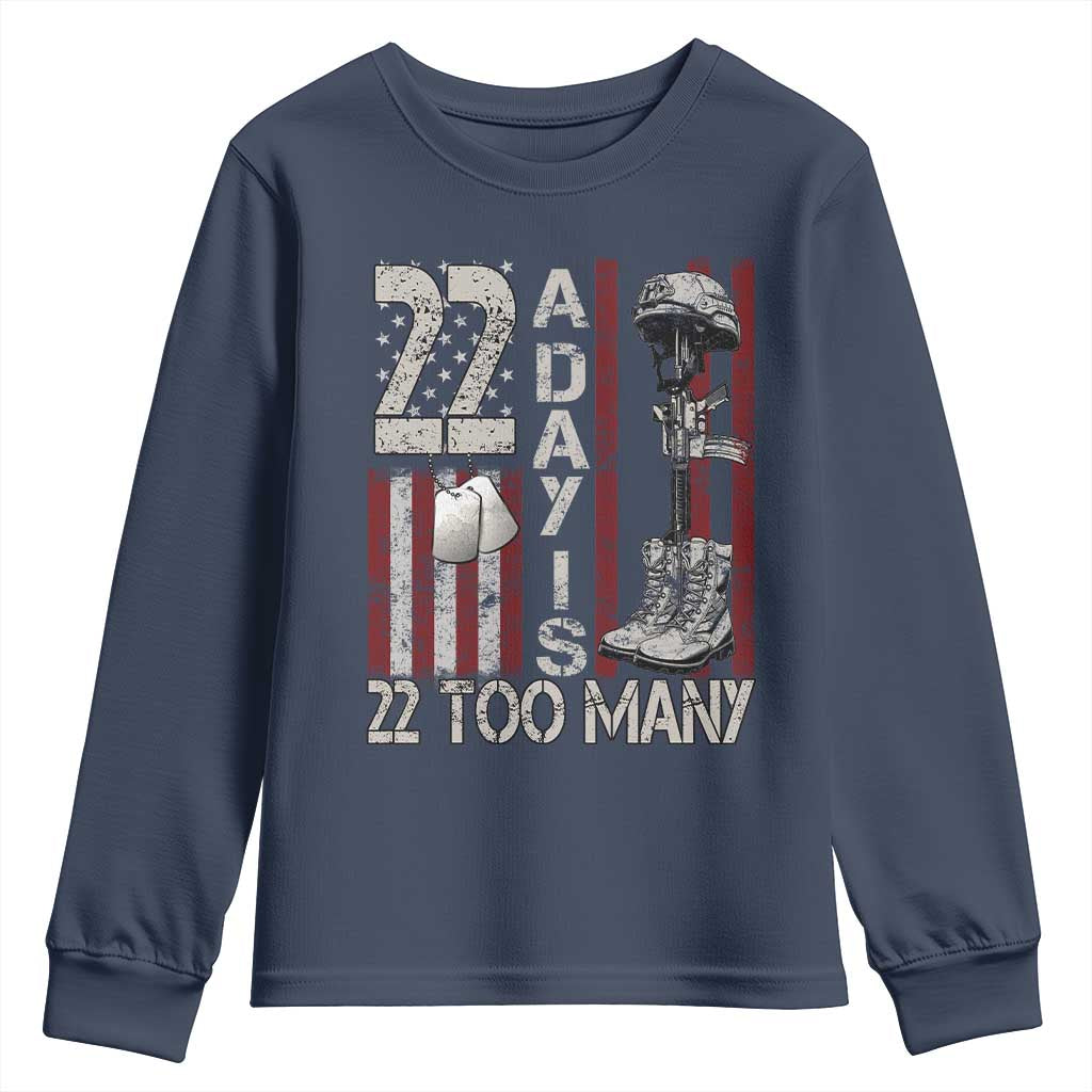 Veteran Suicide Prevention Support Youth Sweatshirt 22 A Day Is 22 Too Many