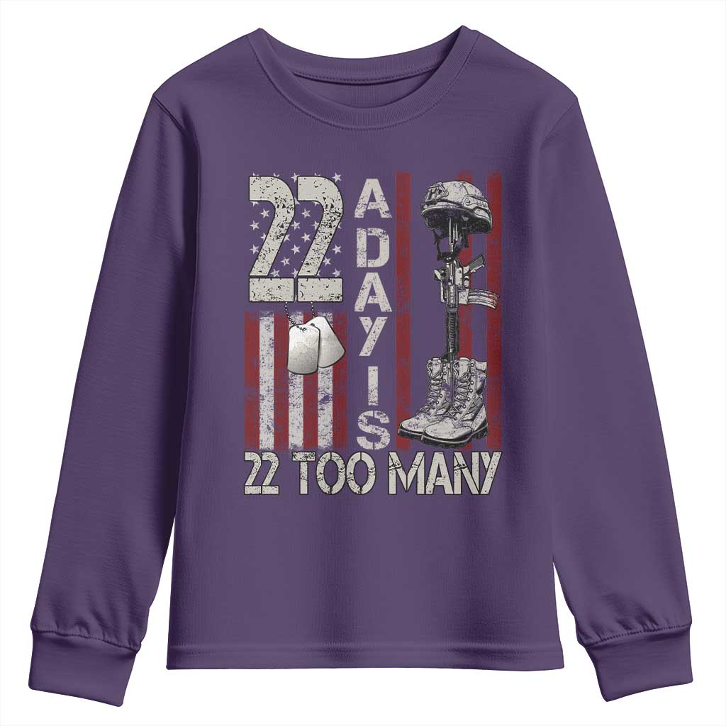 Veteran Suicide Prevention Support Youth Sweatshirt 22 A Day Is 22 Too Many