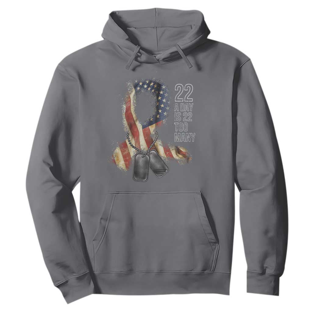 Veteran Suicide Prevention Support Hoodie 22 A Day Is 22 Too Many American Flag Ribbon