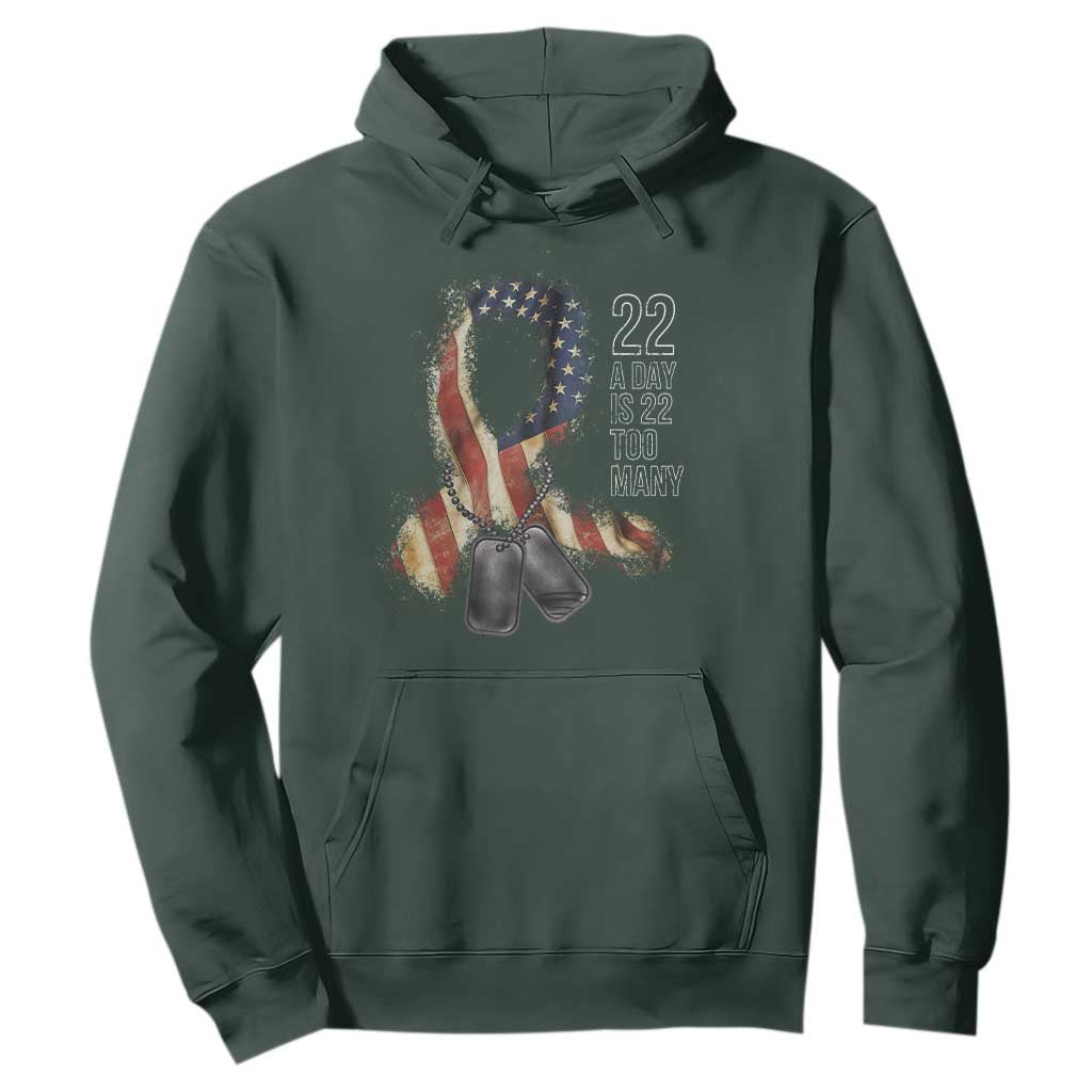 Veteran Suicide Prevention Support Hoodie 22 A Day Is 22 Too Many American Flag Ribbon