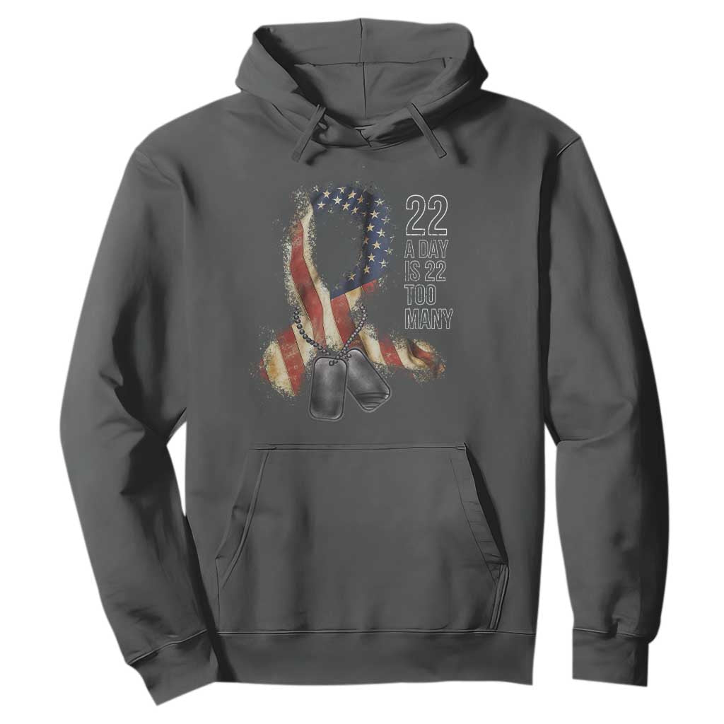Veteran Suicide Prevention Support Hoodie 22 A Day Is 22 Too Many American Flag Ribbon