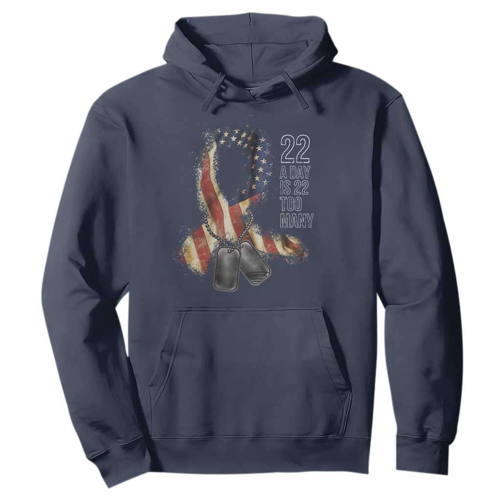 Veteran Suicide Prevention Support Hoodie 22 A Day Is 22 Too Many American Flag Ribbon