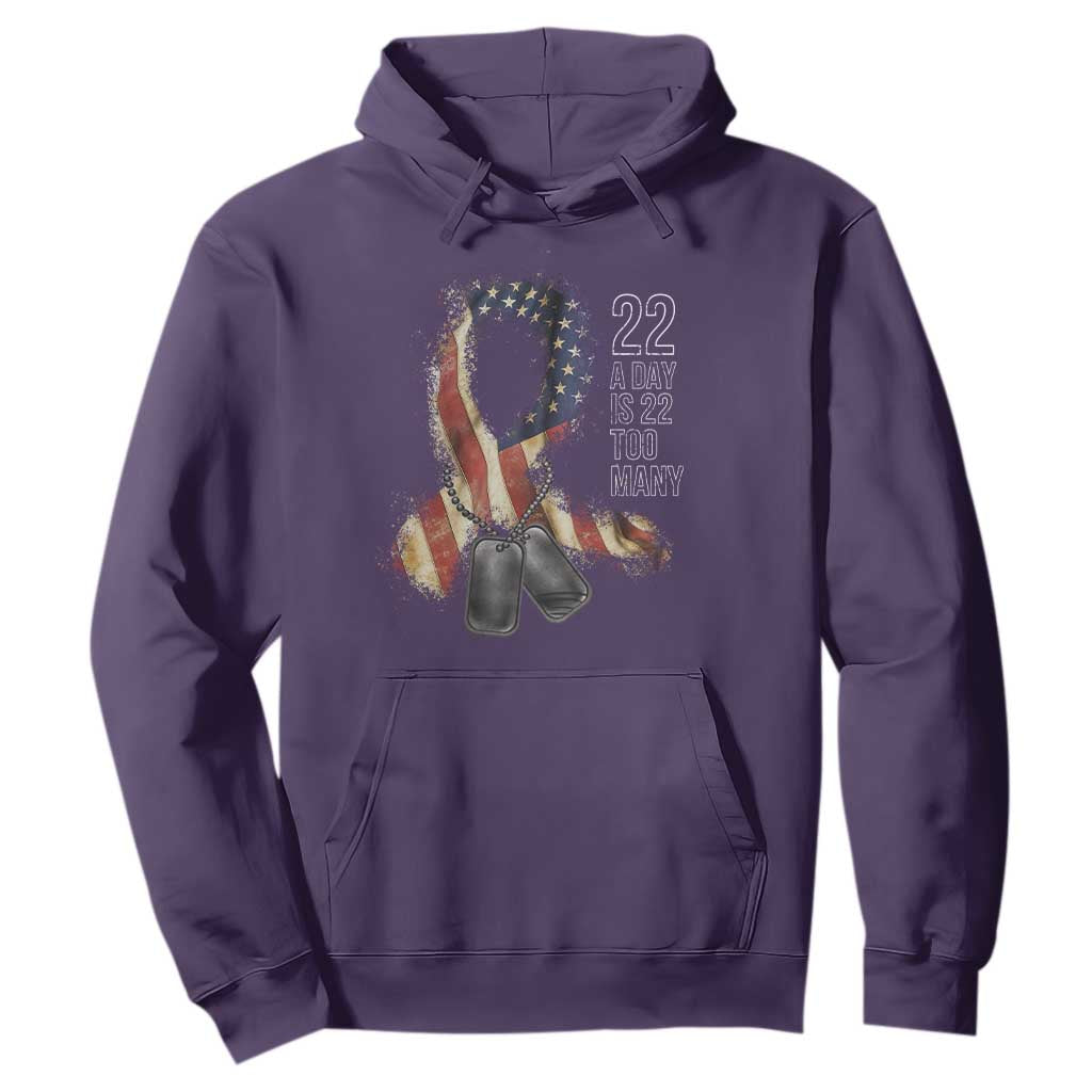 Veteran Suicide Prevention Support Hoodie 22 A Day Is 22 Too Many American Flag Ribbon