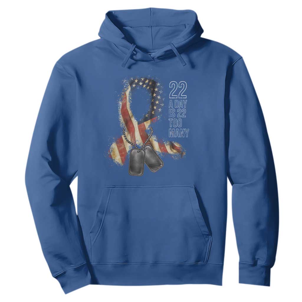 Veteran Suicide Prevention Support Hoodie 22 A Day Is 22 Too Many American Flag Ribbon