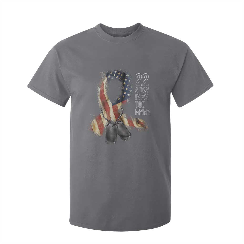 Veteran Suicide Prevention Support T Shirt For Kid 22 A Day Is 22 Too Many American Flag Ribbon