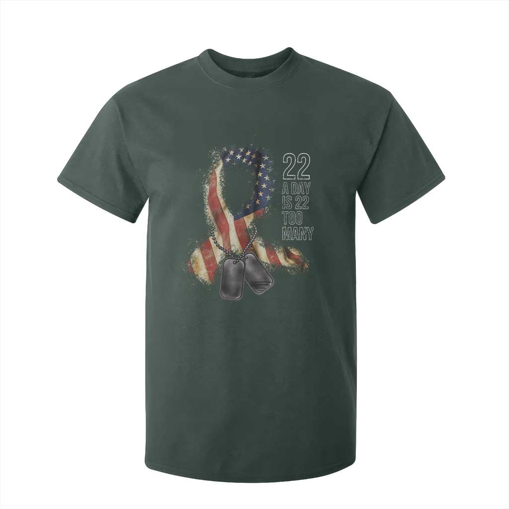 Veteran Suicide Prevention Support T Shirt For Kid 22 A Day Is 22 Too Many American Flag Ribbon