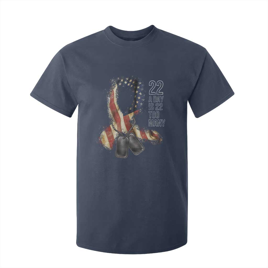 Veteran Suicide Prevention Support T Shirt For Kid 22 A Day Is 22 Too Many American Flag Ribbon