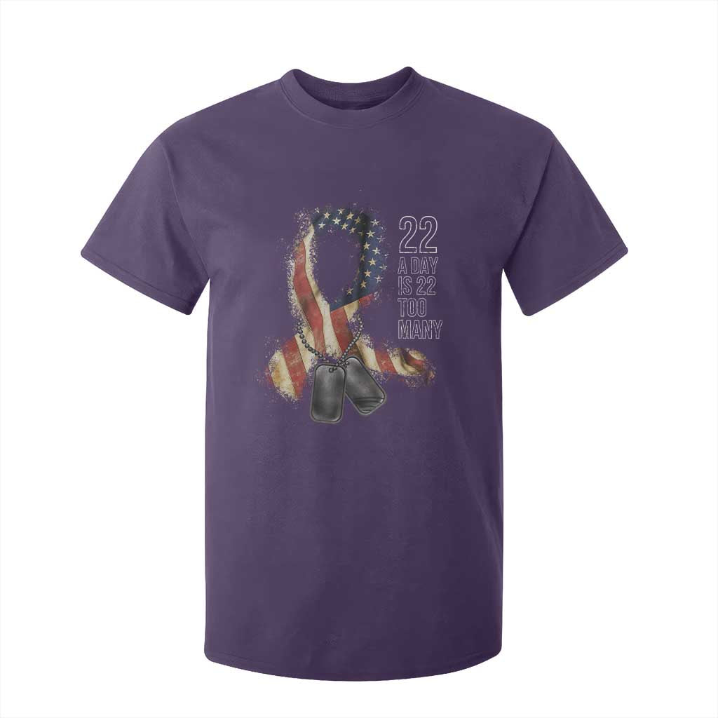 Veteran Suicide Prevention Support T Shirt For Kid 22 A Day Is 22 Too Many American Flag Ribbon