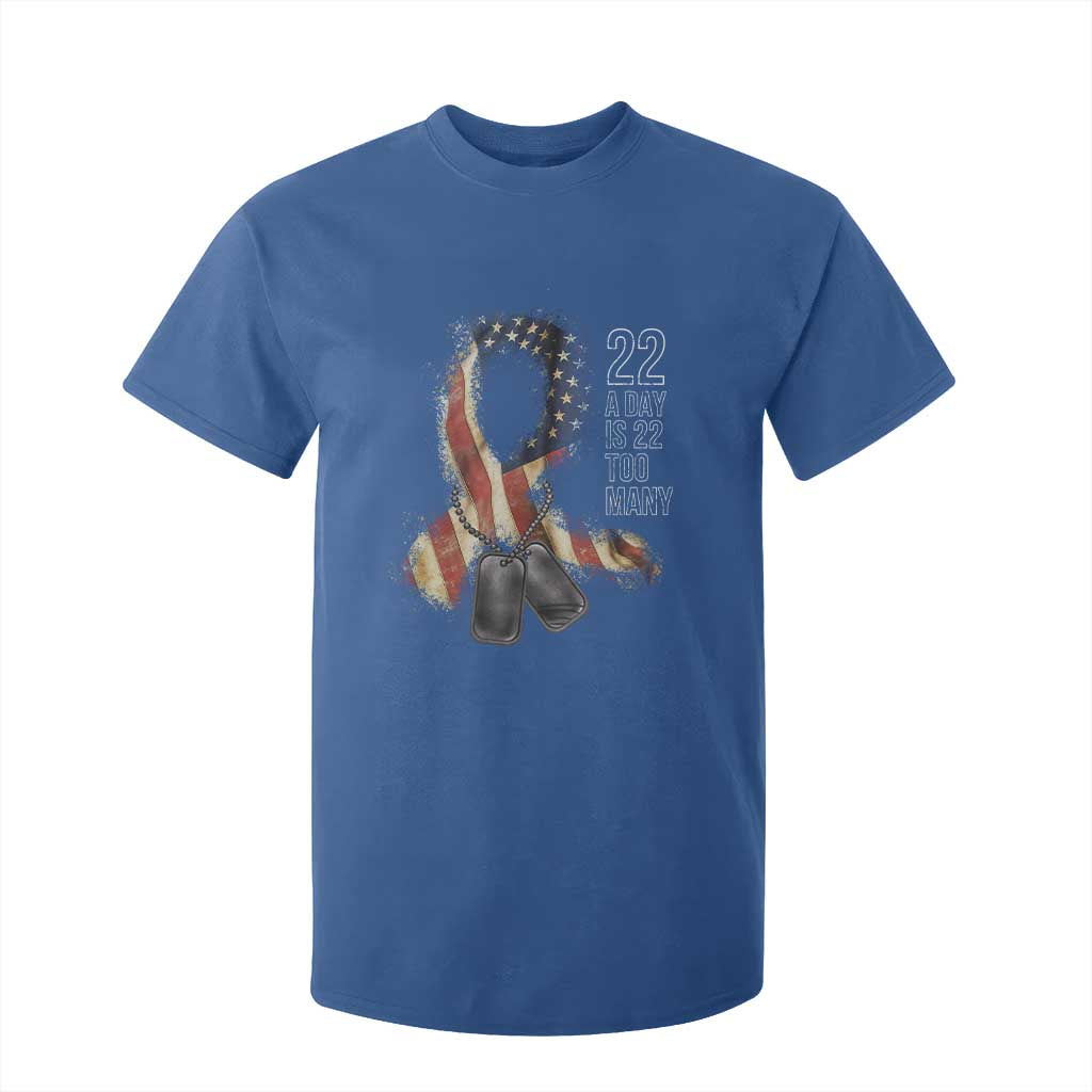 Veteran Suicide Prevention Support T Shirt For Kid 22 A Day Is 22 Too Many American Flag Ribbon