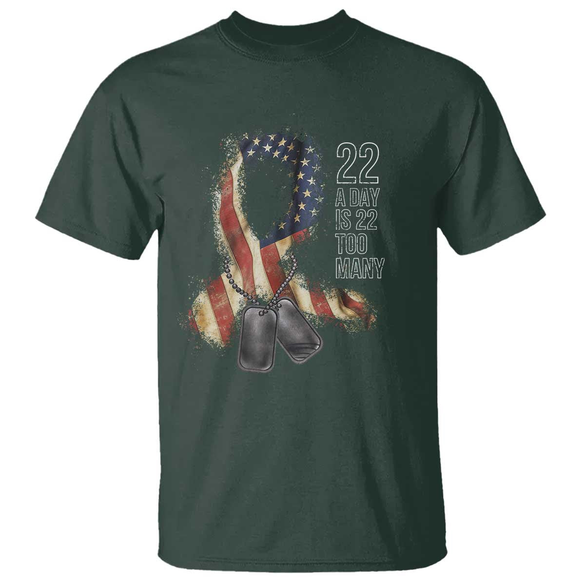 Veteran Suicide Prevention Support T Shirt 22 A Day Is 22 Too Many American Flag Ribbon