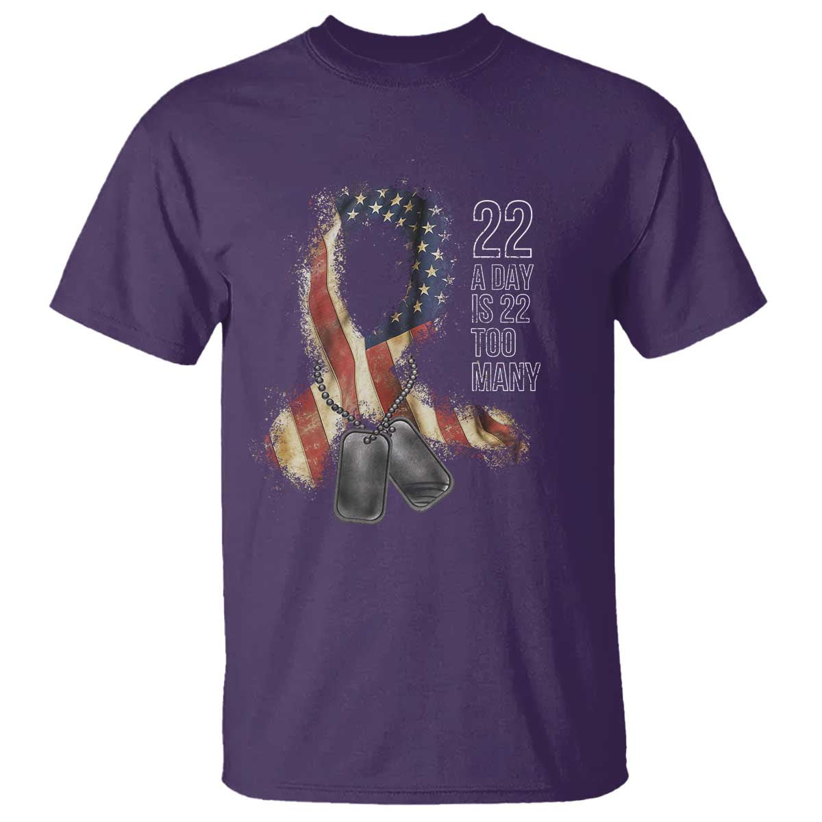 Veteran Suicide Prevention Support T Shirt 22 A Day Is 22 Too Many American Flag Ribbon