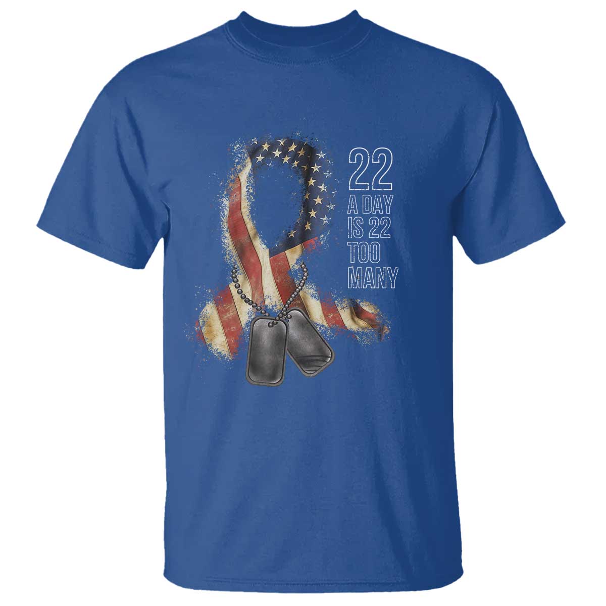 Veteran Suicide Prevention Support T Shirt 22 A Day Is 22 Too Many American Flag Ribbon