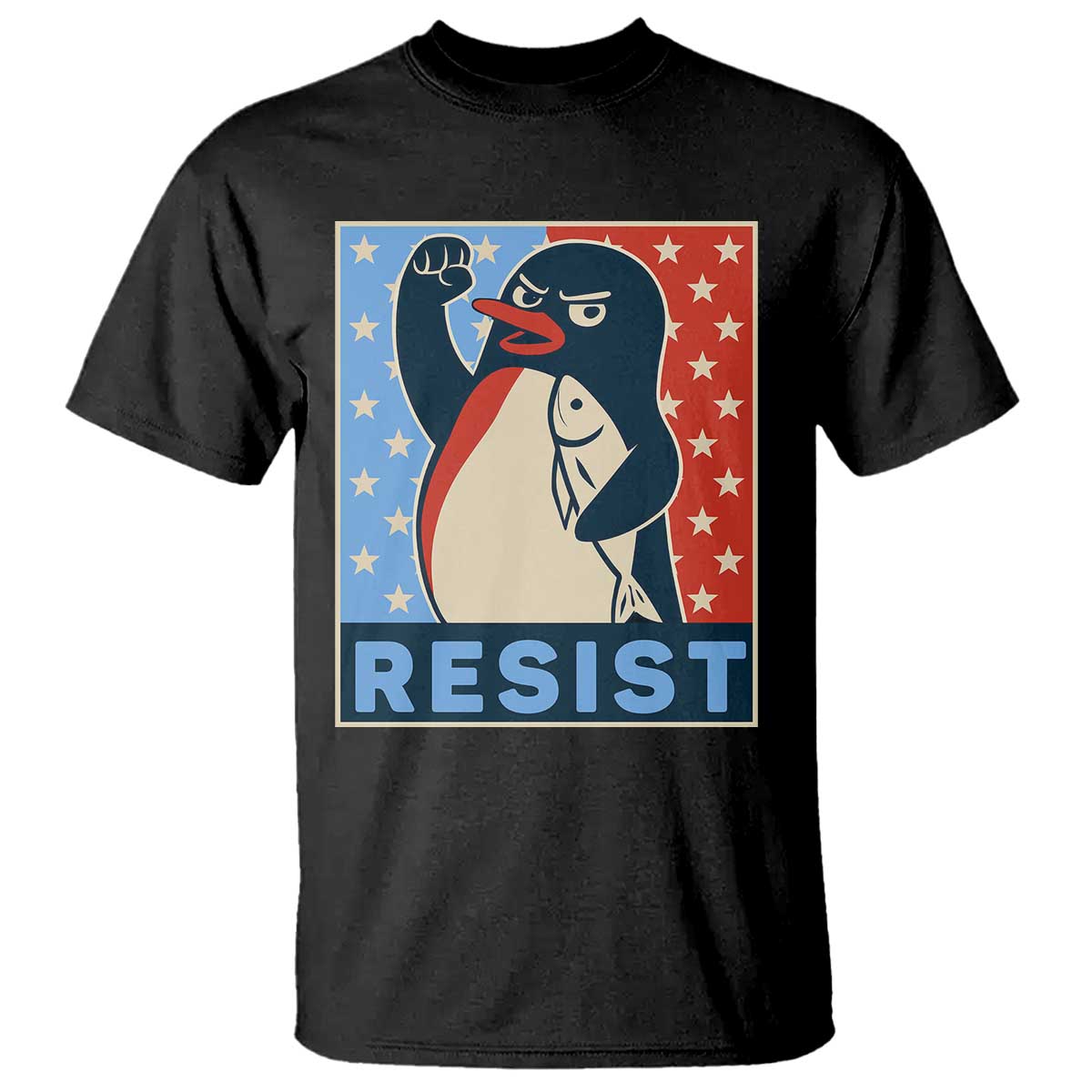 funny-penguin-resist-graphic-t-shirt-resist-protest-against-tariffs