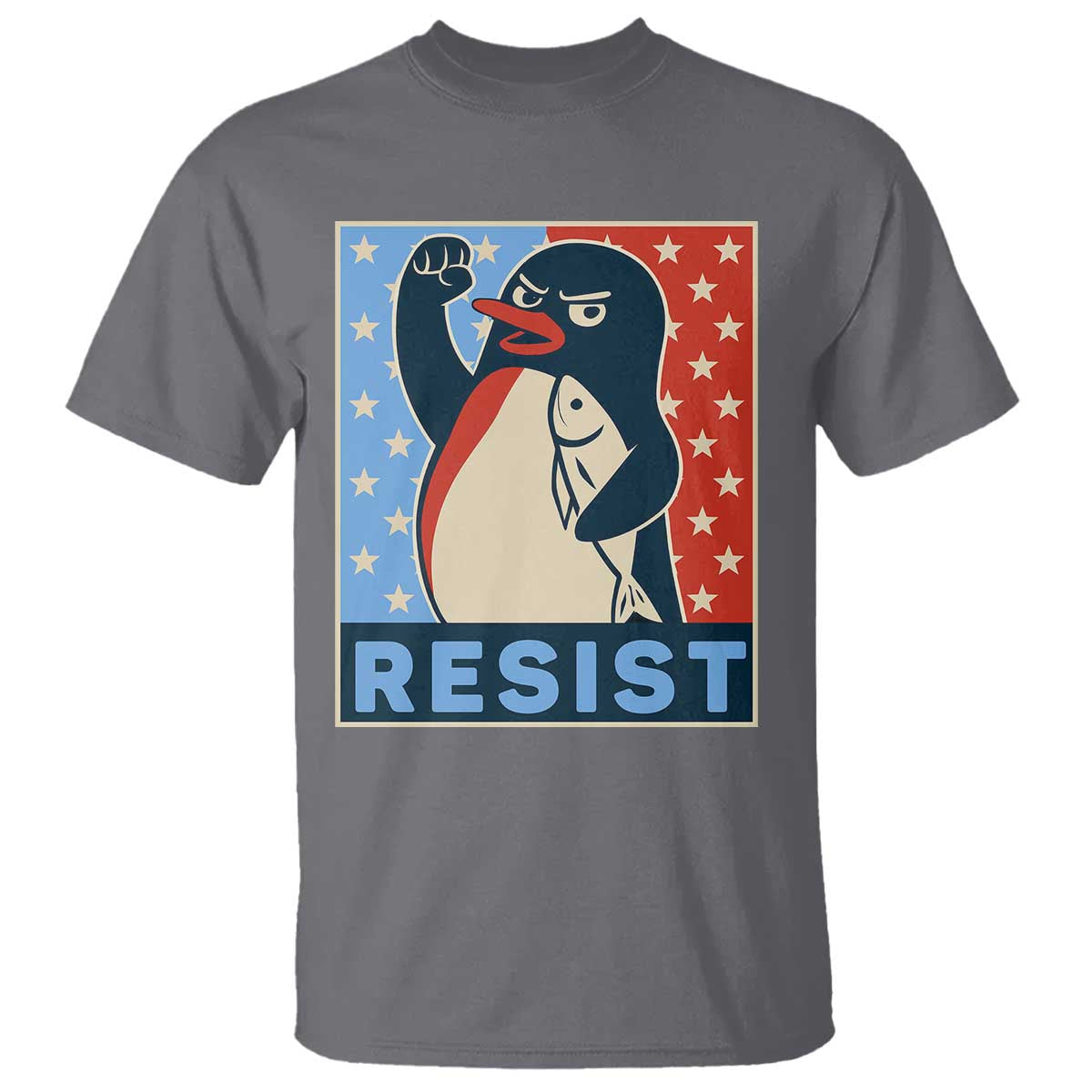 funny-penguin-resist-graphic-t-shirt-resist-protest-against-tariffs
