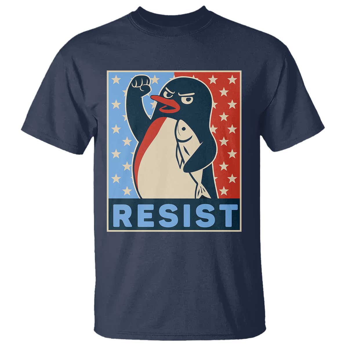 funny-penguin-resist-graphic-t-shirt-resist-protest-against-tariffs